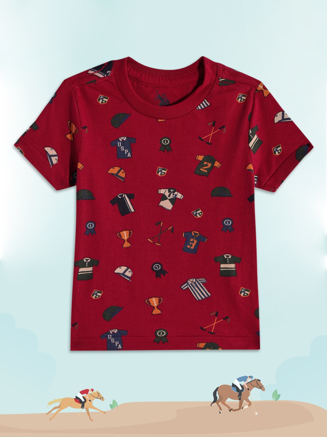 

U.S. Polo Assn. Kids Boys Red Printed Pure Cotton T-shirt