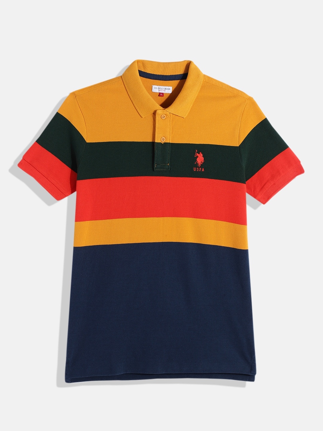 

U.S. Polo Assn. Kids Boys Striped Pure Cotton Polo Collar T-shirt, Multi