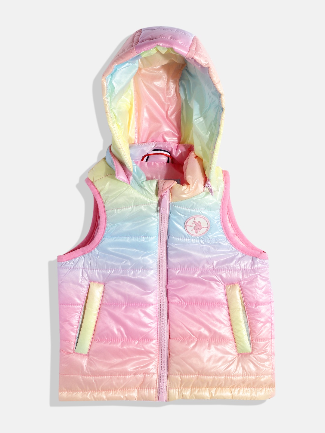 

U.S. Polo Assn. Kids Girls Pink & Blue Colourblocked Puffer Jacket