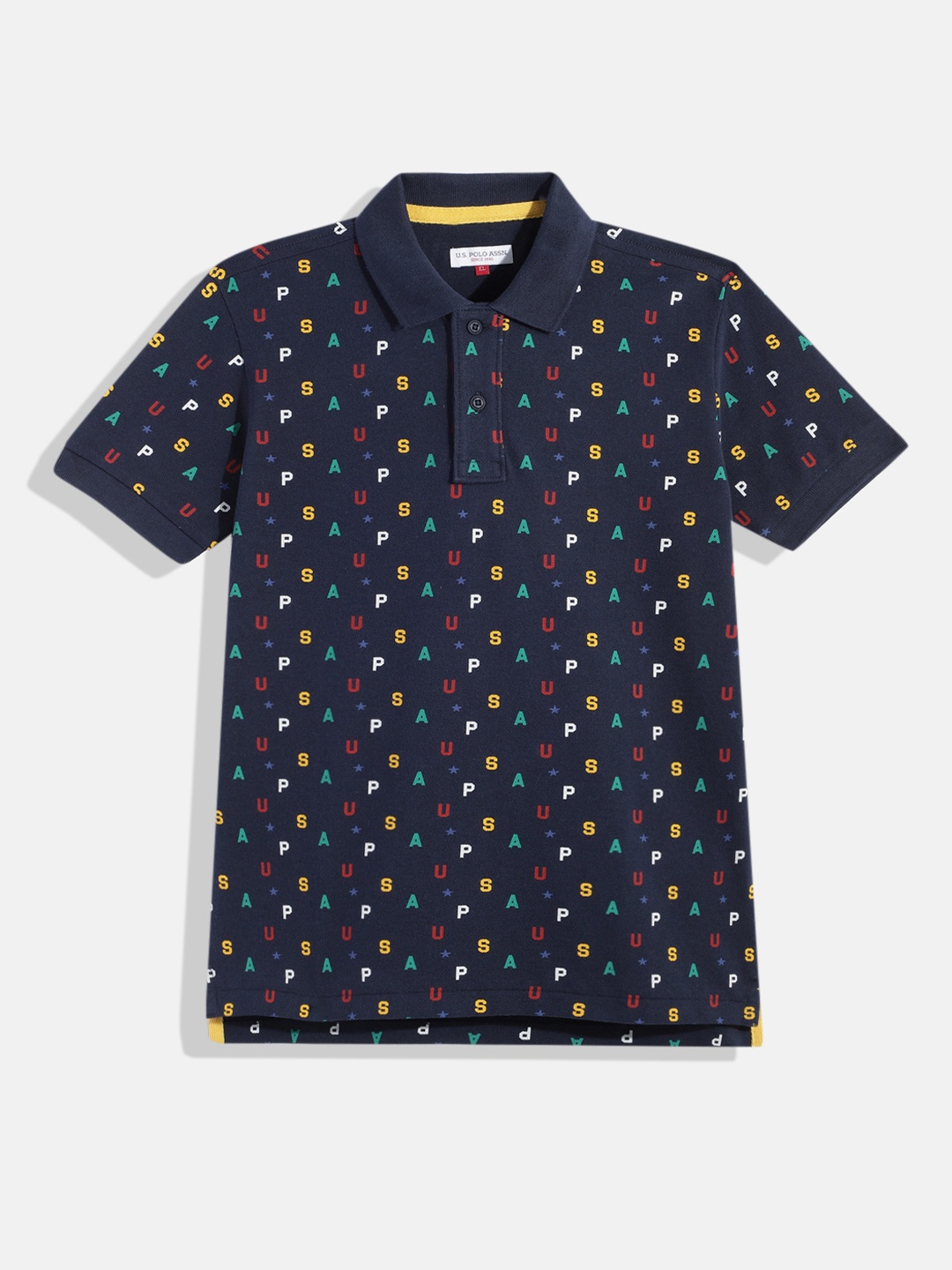 

U.S. Polo Assn. Kids Boys Navy Blue Brand Logo Printed Pure Cotton T-shirt