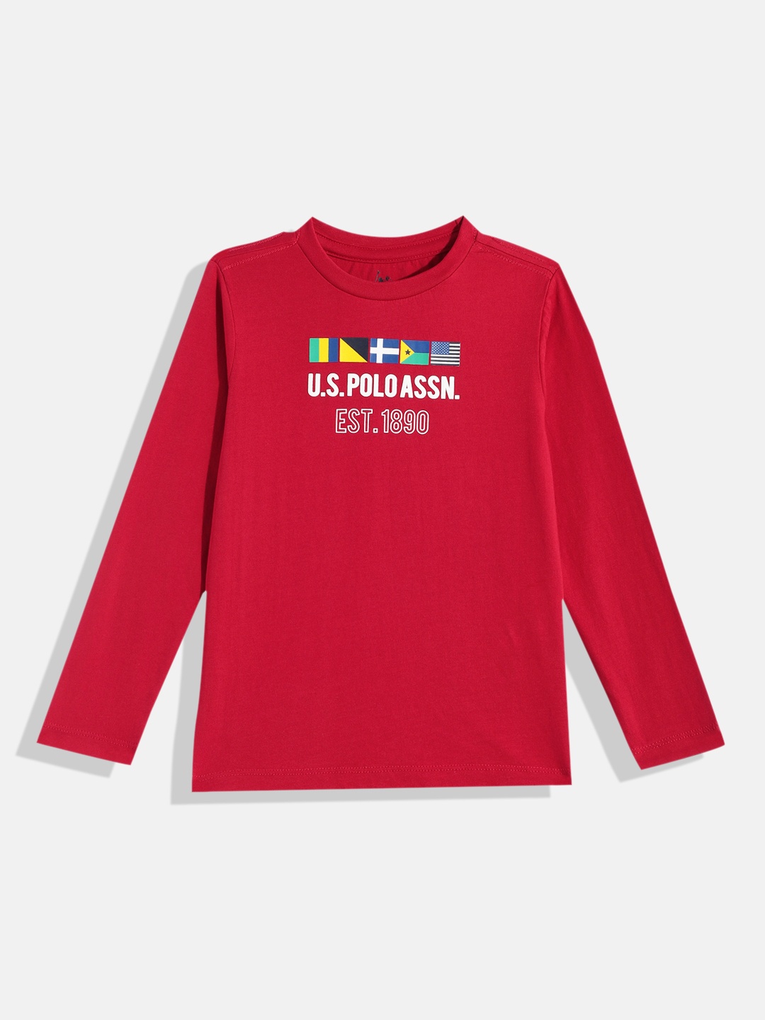 

U.S. Polo Assn. Kids Boys Red Brand Logo Printed Pure Cotton T-shirt