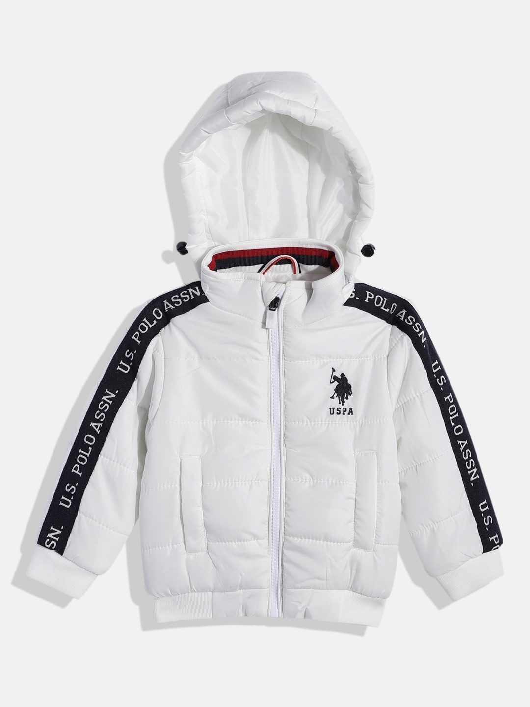 

U.S. Polo Assn. Kids Boys White Solid Hooded Bomber Jacket