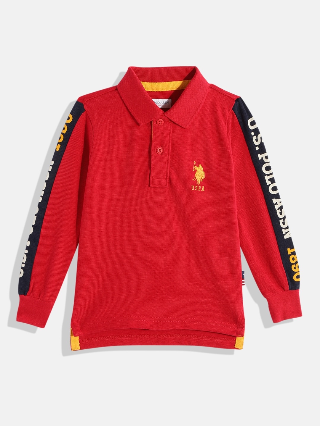 

U.S. Polo Assn. Kids Boys Red Brand Logo Printed Polo Collar Pure Cotton T-shirt