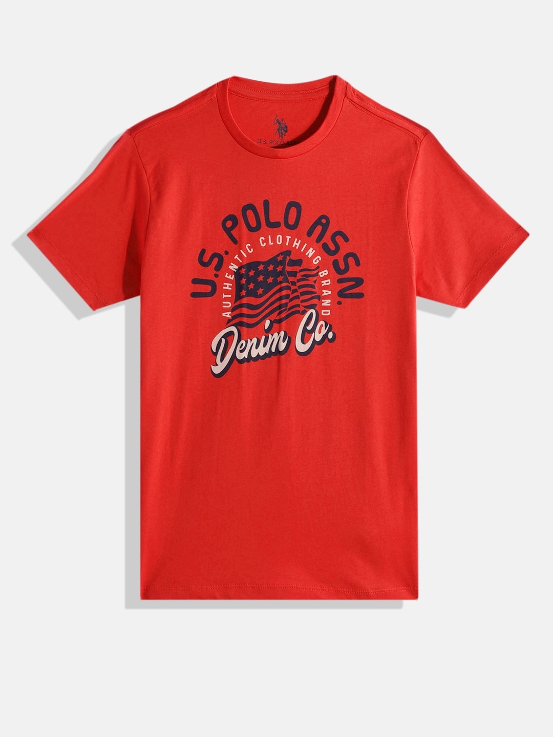 

U.S. Polo Assn. Kids Boys Red Brand Logo Printed Pure Cotton T-shirt