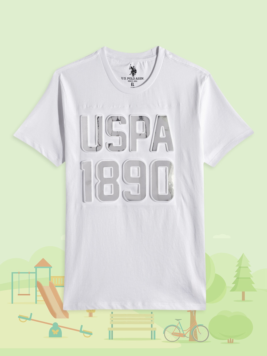 

U.S. Polo Assn. Kids Boys White Brand Logo Embossed Pure Cotton T-shirt