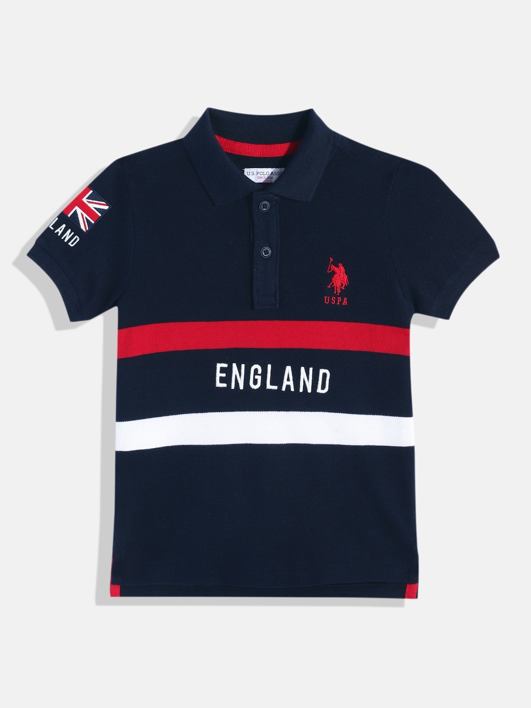 

U.S. Polo Assn. Kids Boys Printed Pure Cotton Polo Collar T-shirt, Navy blue