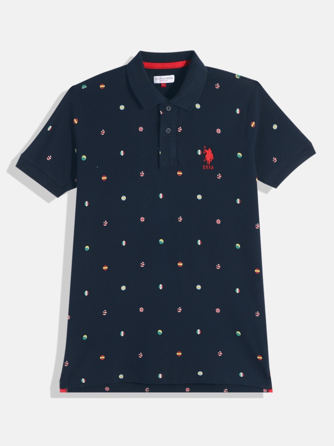 

U.S. Polo Assn. Kids Boys Printed Pure Cotton Polo Collar T-shirt, Navy blue