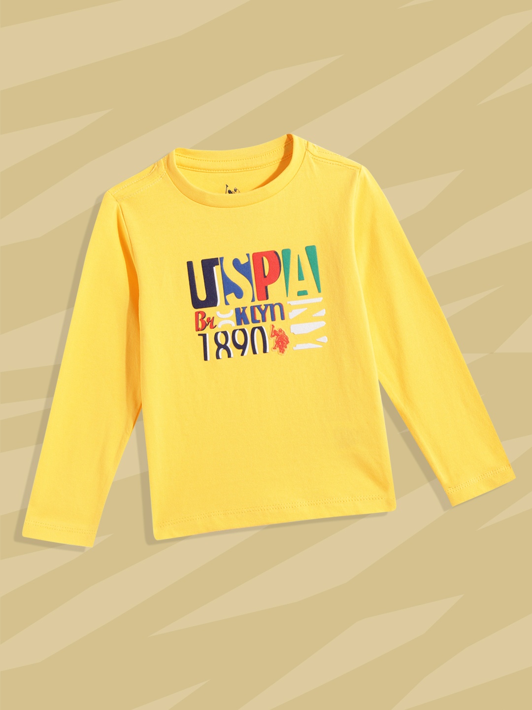 U.S. Polo Assn. Kids Boys Yellow Brand Logo Printed Pure Cotton T-shirt