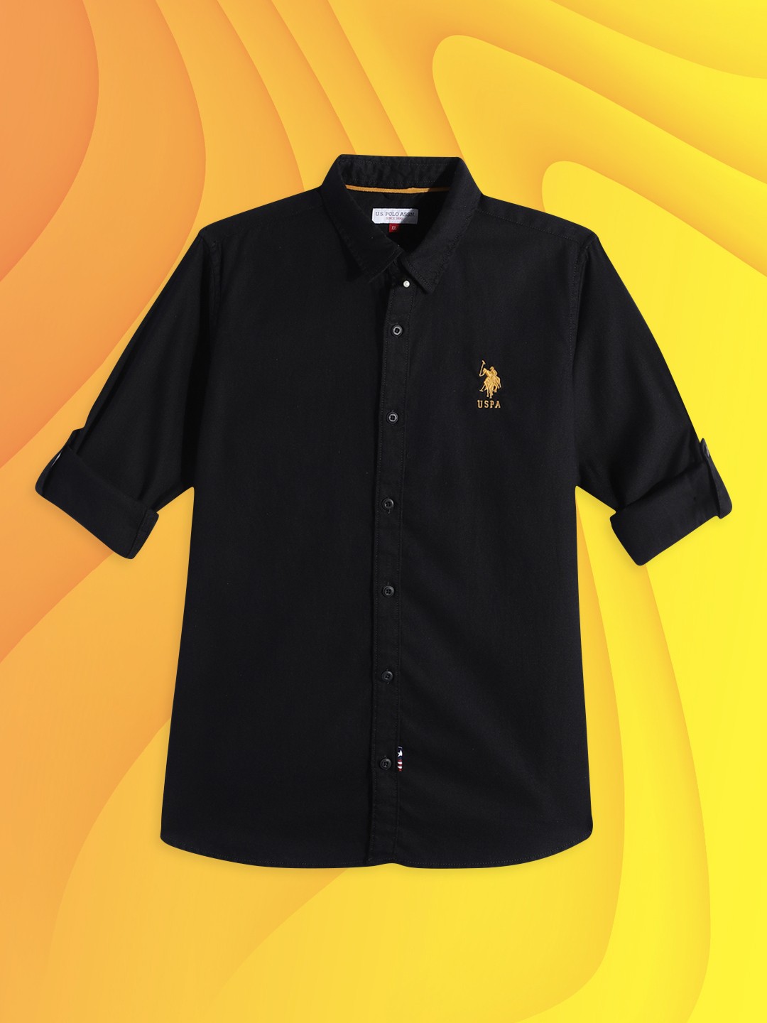 

U.S. Polo Assn. Kids Boys Black Solid Pure Cotton Casual Shirt