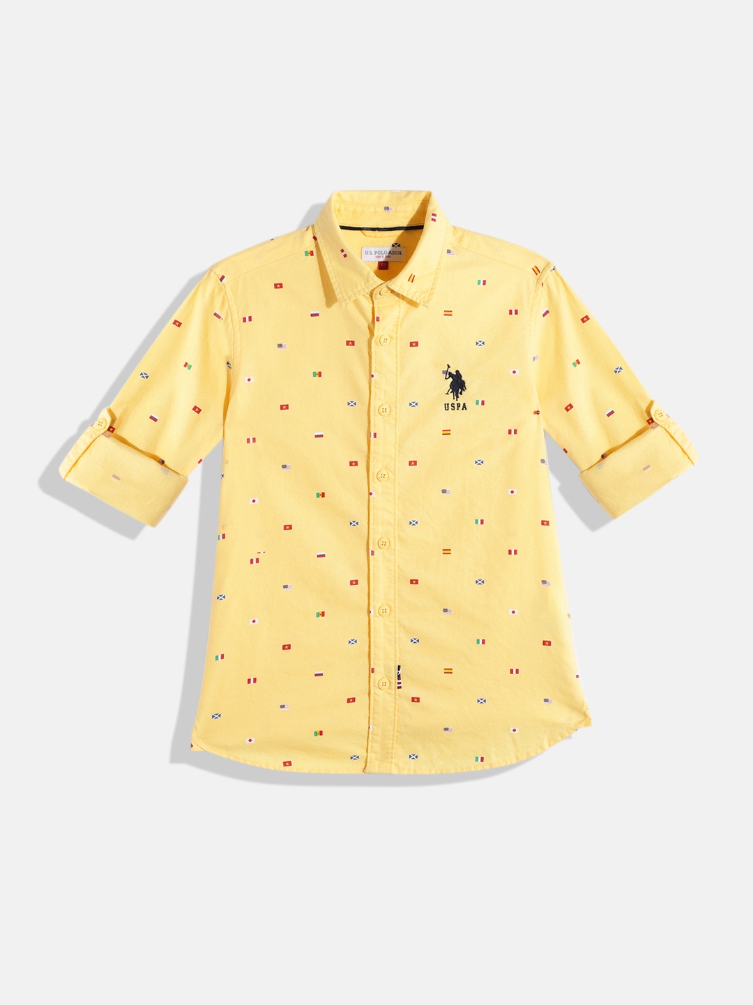 

U.S. Polo Assn. Kids Boys Printed Pure Cotton Casual Shirt, Yellow