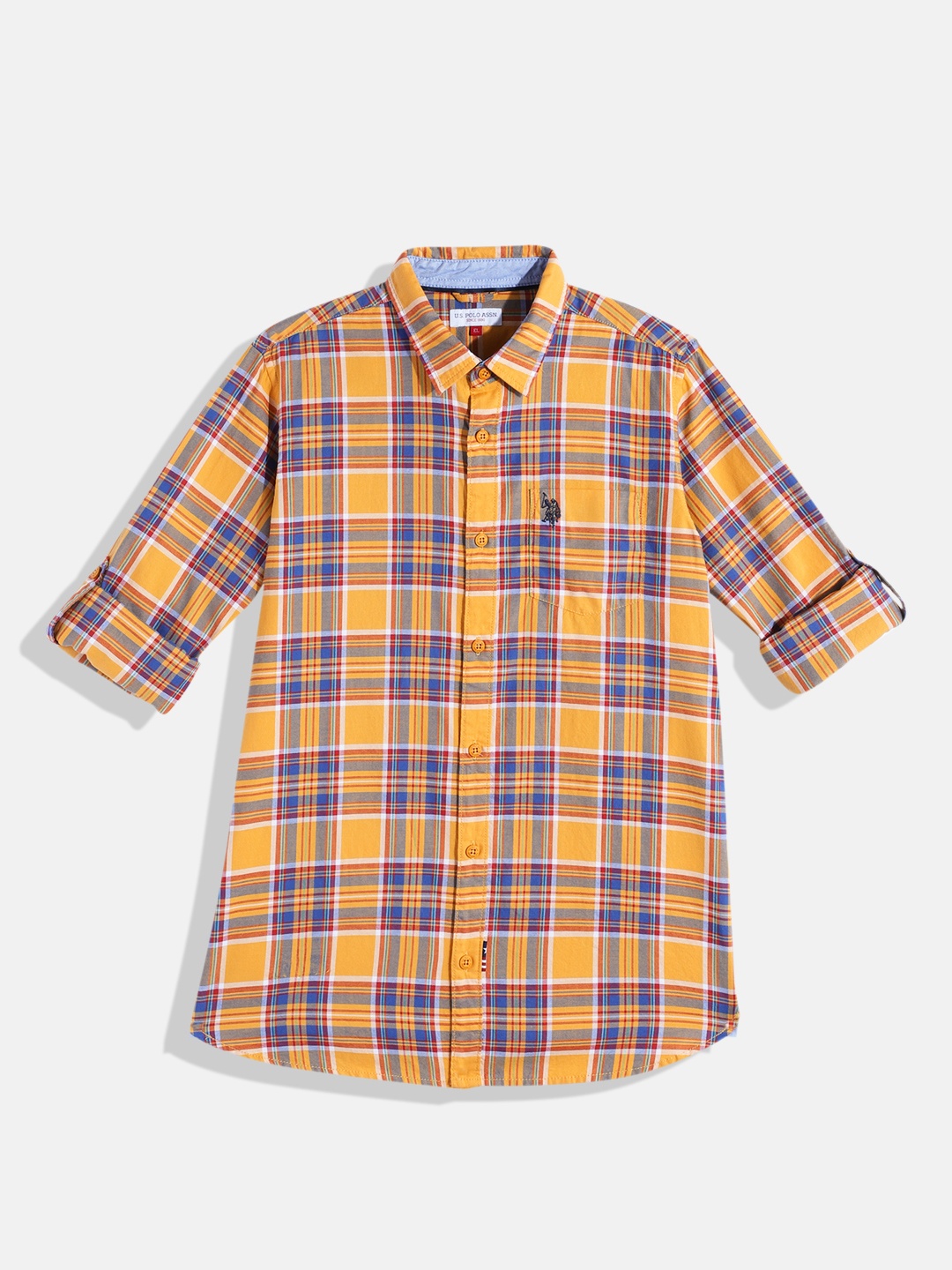 

U.S. Polo Assn. Kids Boys Checked Pure Cotton Casual Shirt, Yellow