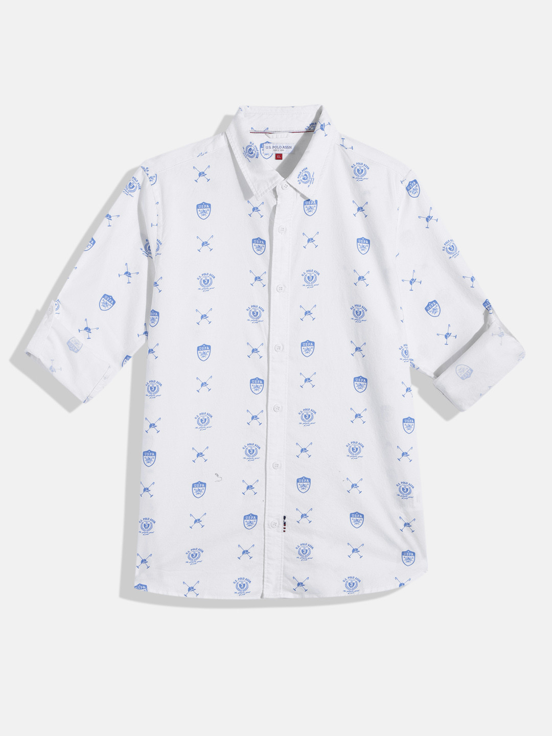 

U.S. Polo Assn. Kids Boys Brand Logo Printed Pure Cotton Casual Shirt, White