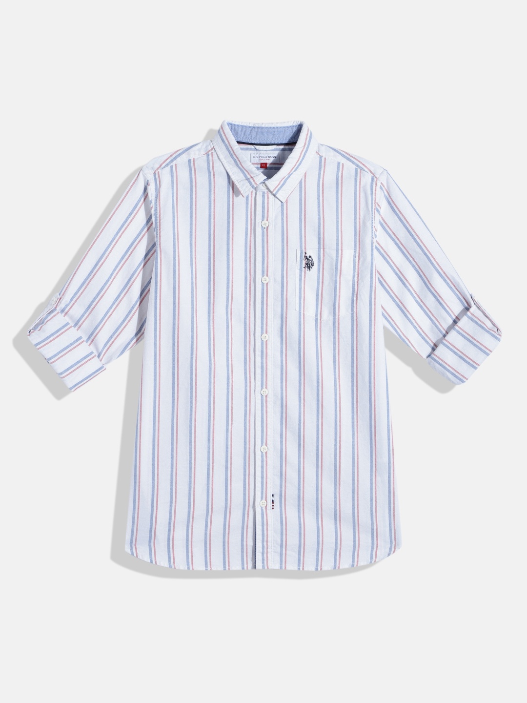 

U.S. Polo Assn. Kids Boys Striped Pure Cotton Casual Shirt, White
