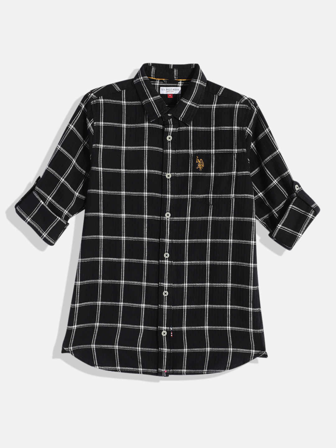

U.S. Polo Assn. Kids Boys Black Buffalo Checked Pure Cotton Casual Shirt