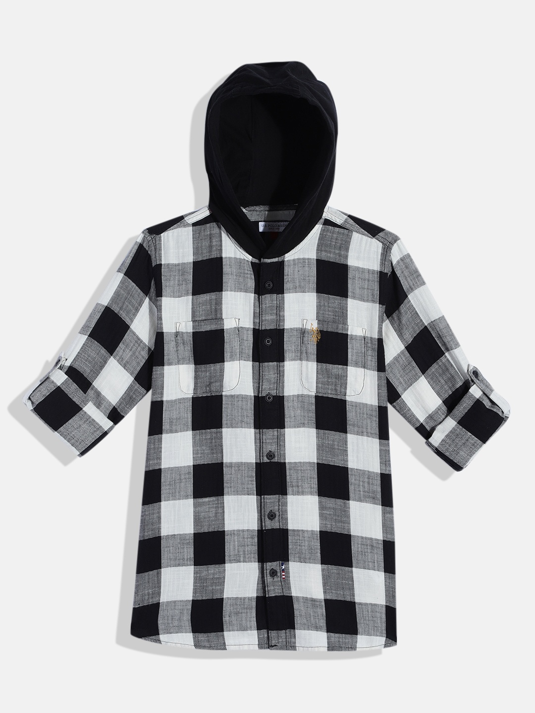 

U.S. Polo Assn. Kids Boys Buffalo Checked Pure Cotton Casual Shirt, White