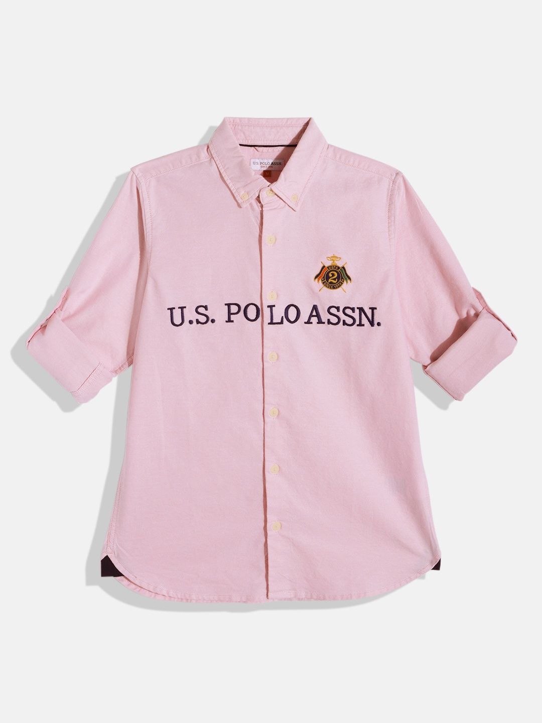 

U.S. Polo Assn. Kids Boys Brand Logo Pure Cotton Casual Shirt, Pink