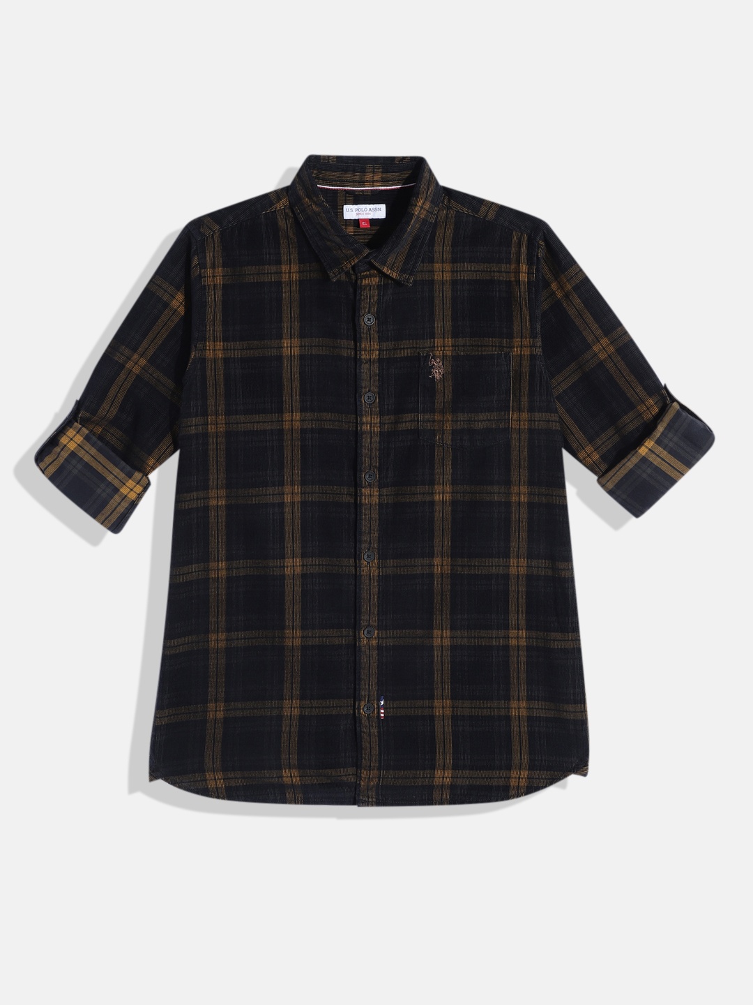 

U.S. Polo Assn. Kids Boys Checked Pure Cotton Casual Shirt, Navy blue