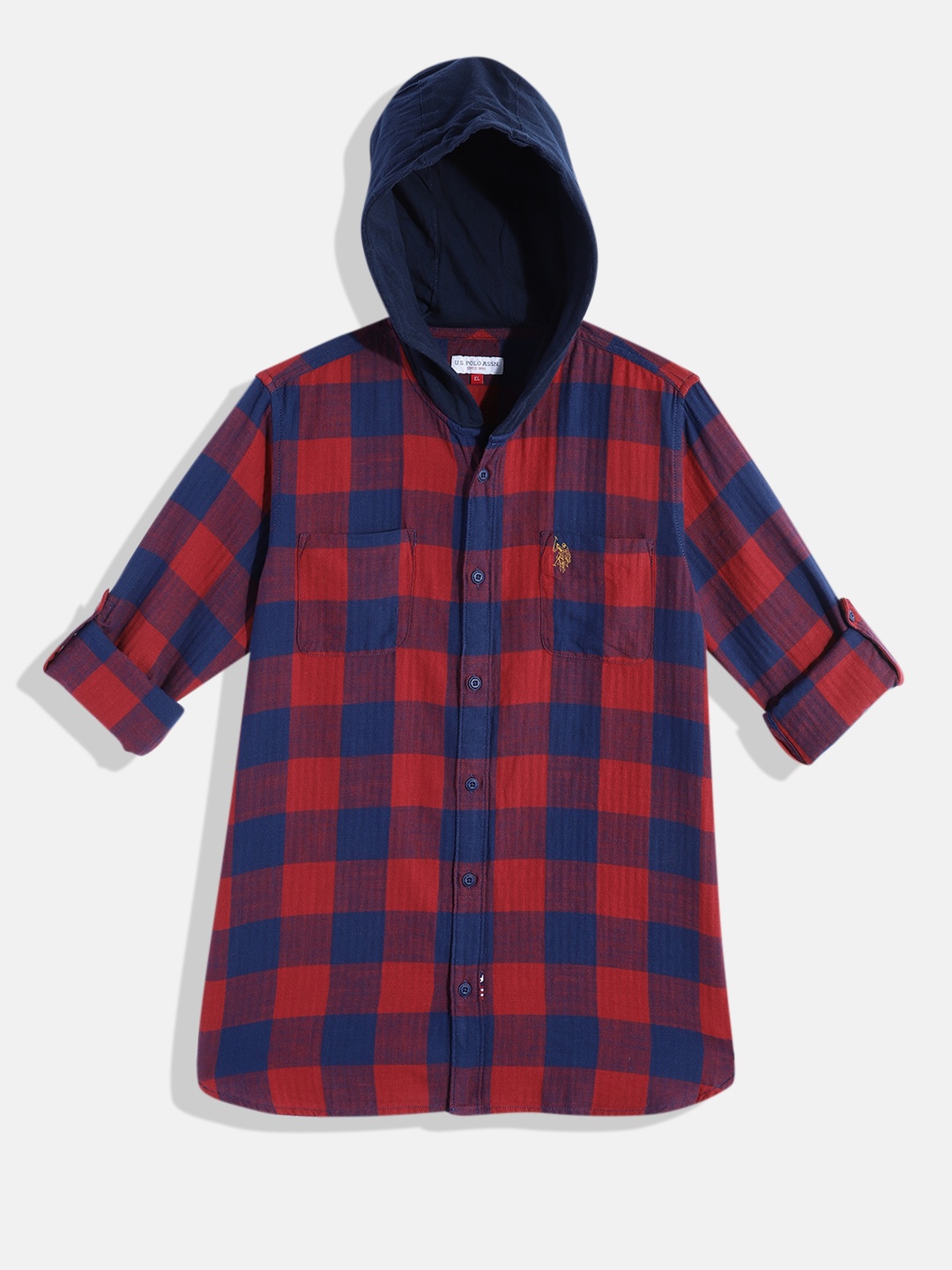 

U.S. Polo Assn. Kids Boys Checked Pure Cotton Casual Shirt, Red