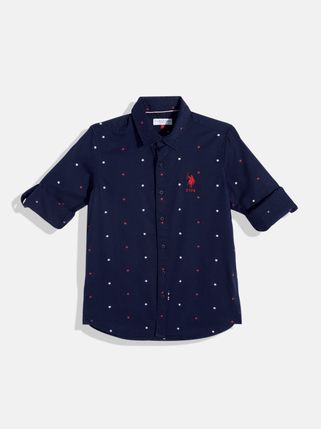 

U.S. Polo Assn. Kids Boys Pure Cotton Printed Casual Shirt, Navy blue