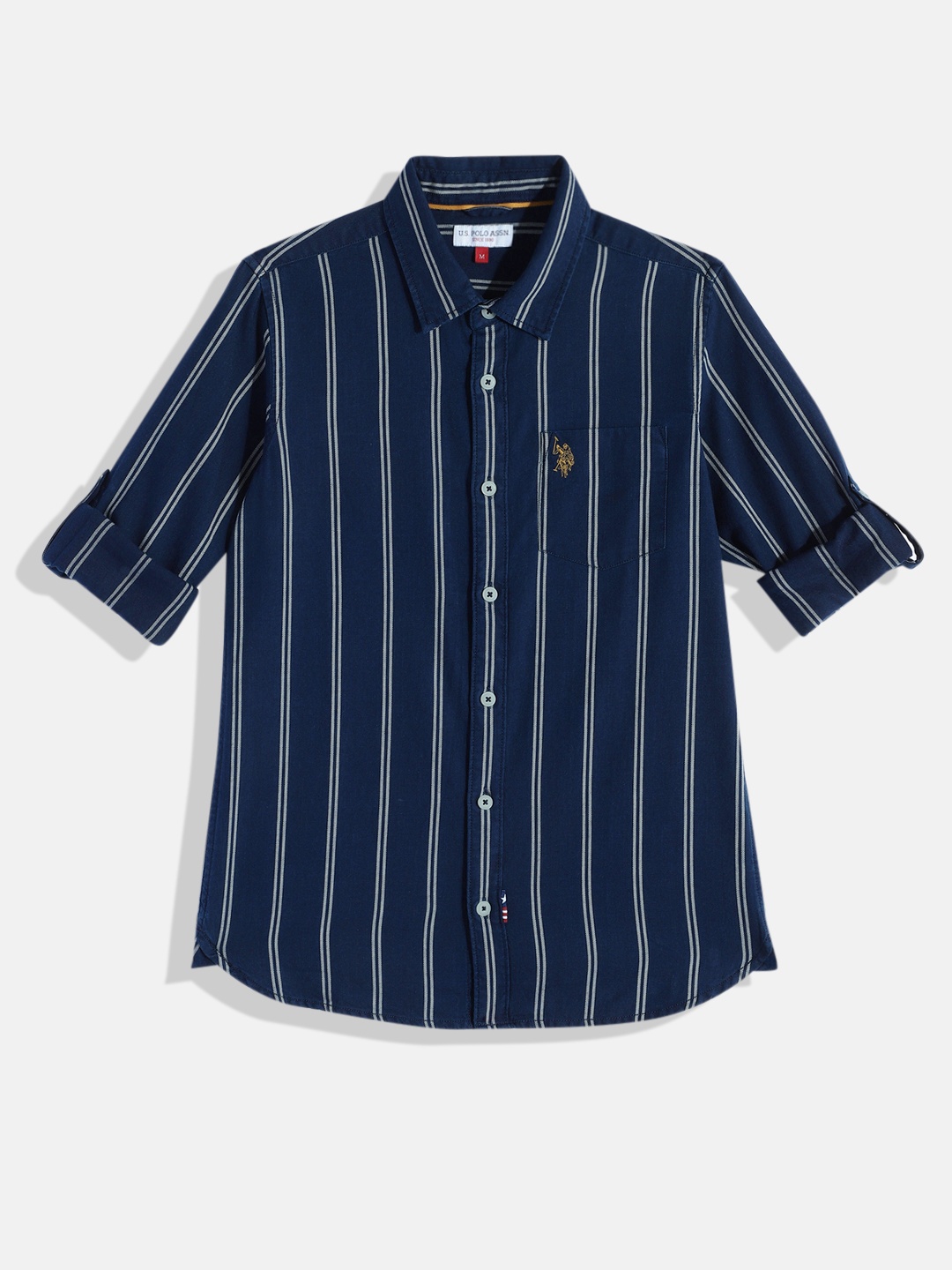 

U.S. Polo Assn. Kids Boys Blue Striped Pure Cotton Casual Shirt