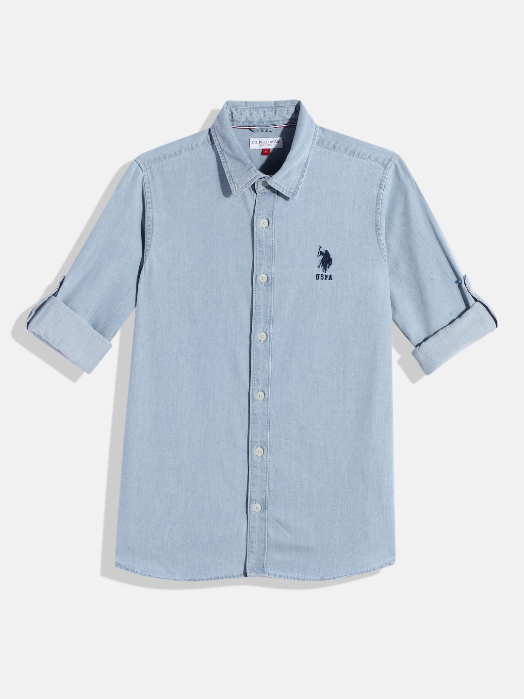 

U.S. Polo Assn. Kids Boys Blue Faded Chambray Casual Shirt