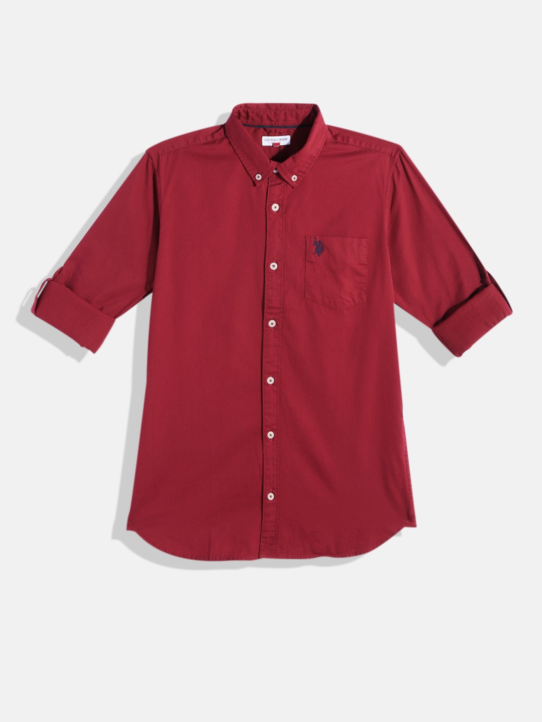 

U.S. Polo Assn. Kids Boys Opaque Pure Cotton Casual Shirt, Maroon
