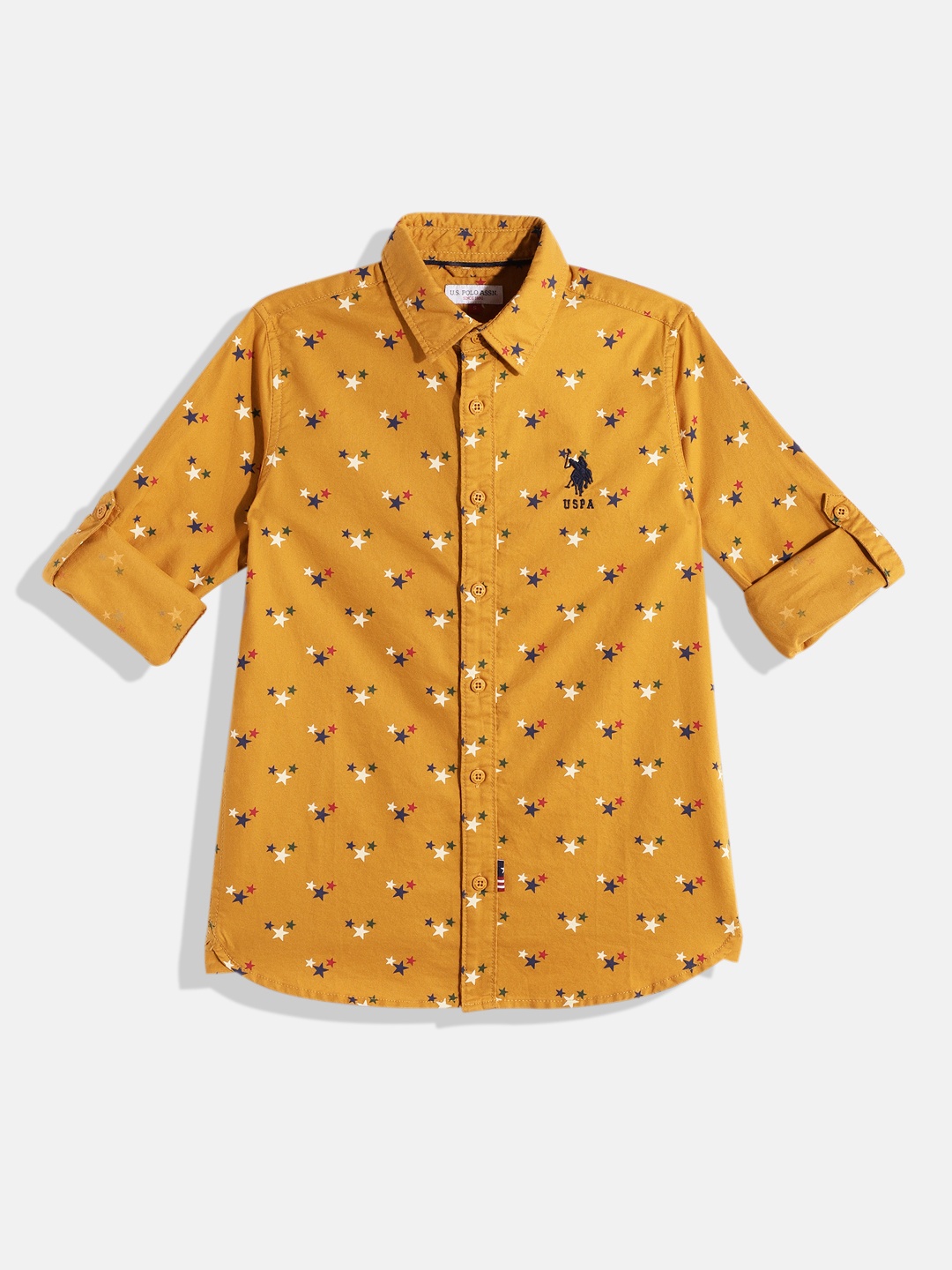 

U.S. Polo Assn. Kids Boys Printed Pure Cotton Casual Shirt, Yellow