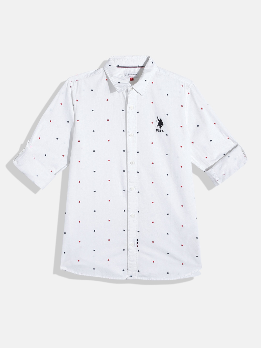 

U.S. Polo Assn. Kids Boys Pure Cotton Printed Casual Shirt, White