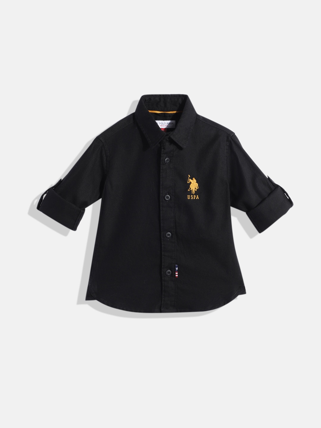 

U.S. Polo Assn. Kids Boys Black Pure Cotton Casual Shirt