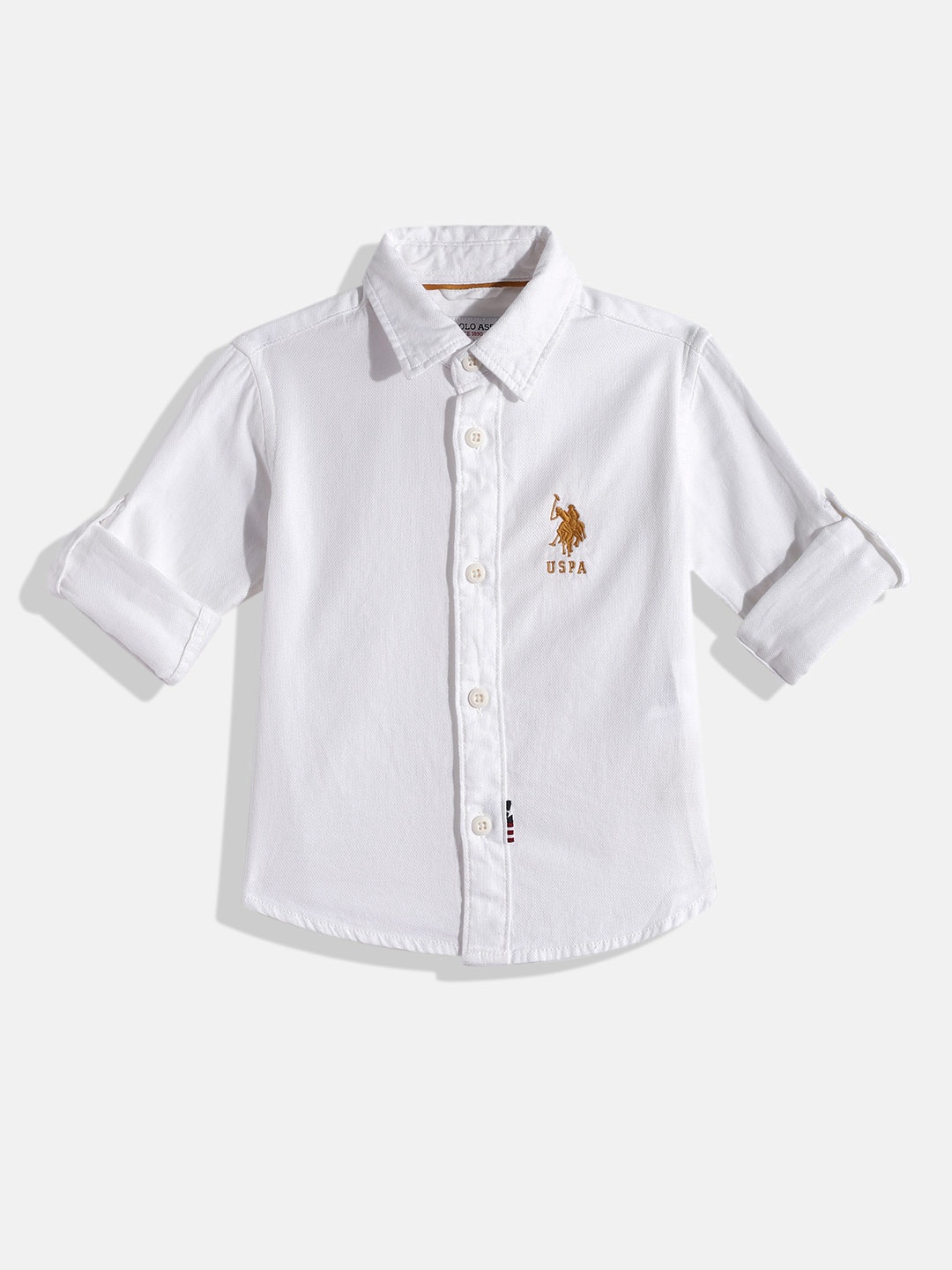 

U.S. Polo Assn. Kids Boys White Solid Pure Cotton Casual Shirt