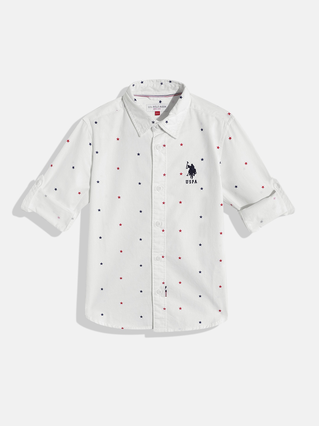 

U.S. Polo Assn. Kids Boys Pure Cotton Conversational Printed Casual Shirt, White