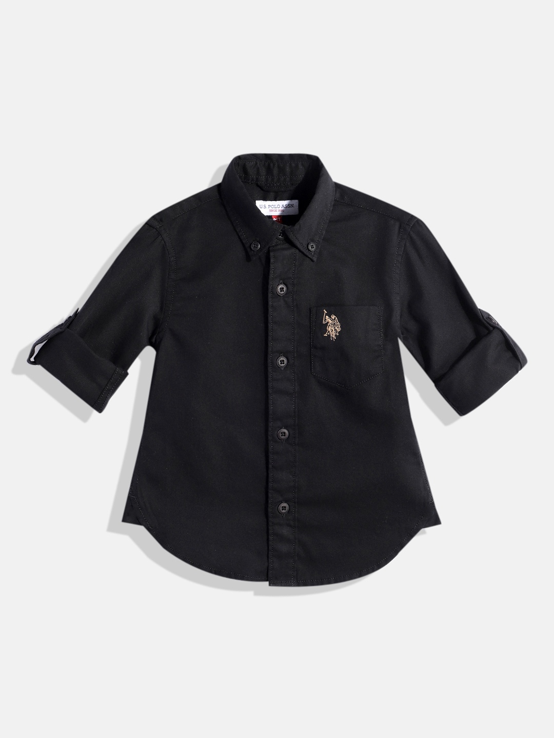 

U S Polo Assn Kids Boys Black Pure Cotton Casual Shirt