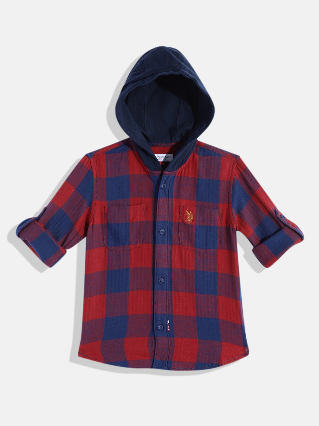 

U.S. Polo Assn. Kids Boys Checked Pure Cotton Casual Shirt, Red