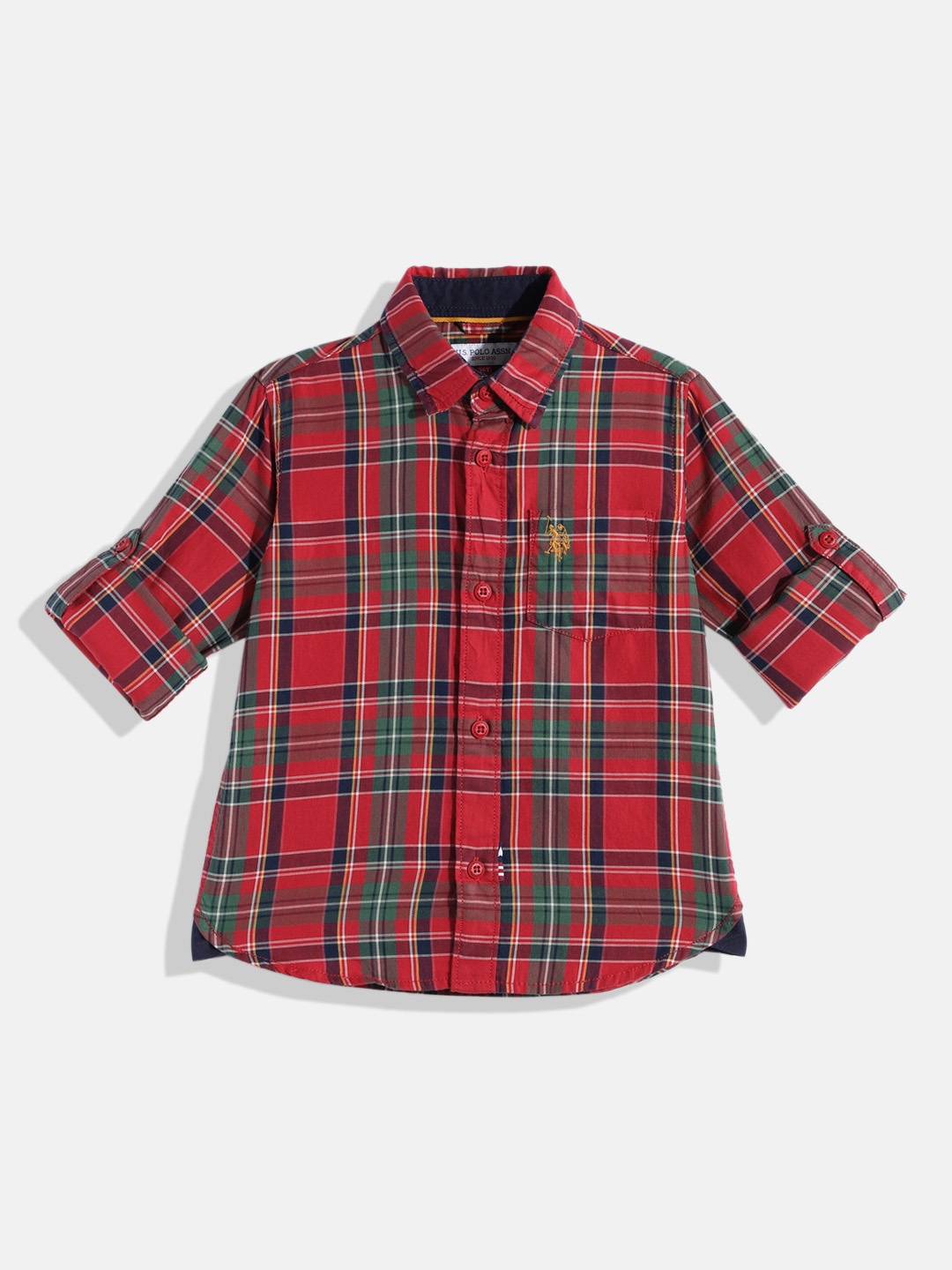 

U.S. Polo Assn. Kids Boys Red Tartan Checked Pure Cotton Casual Shirt
