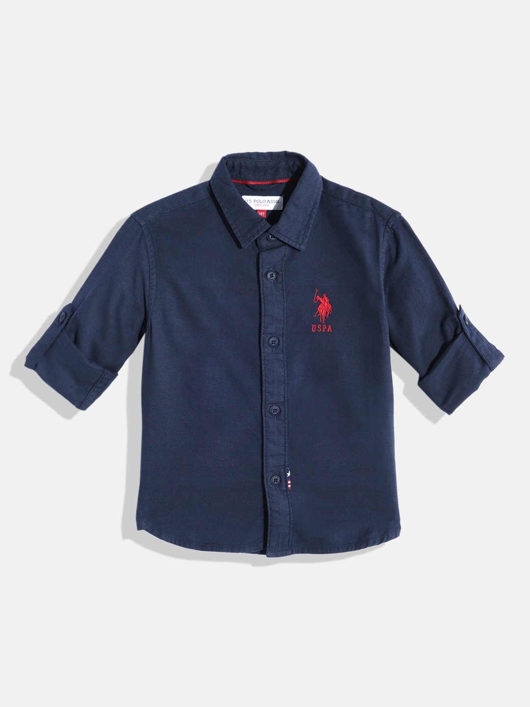 

U.S. Polo Assn. Kids Boys Pure Cotton Opaque Casual Shirt, Navy blue