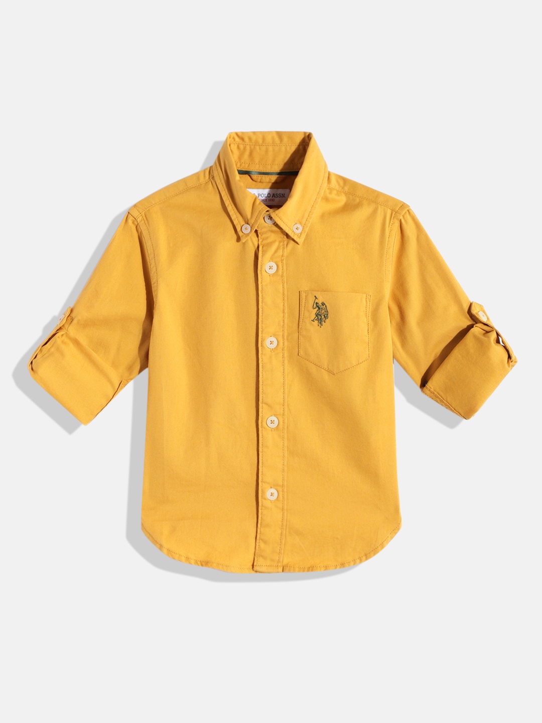 

U.S. Polo Assn. Kids Boys Yellow Pure Cotton Casual Shirt