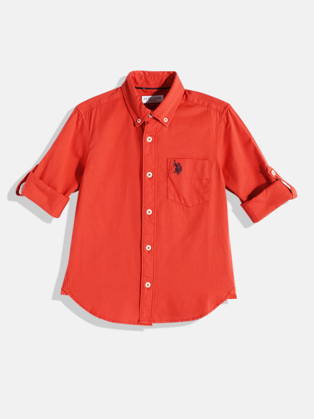 

U.S. Polo Assn. Kids Boys Orange Pure Cotton Casual Shirt