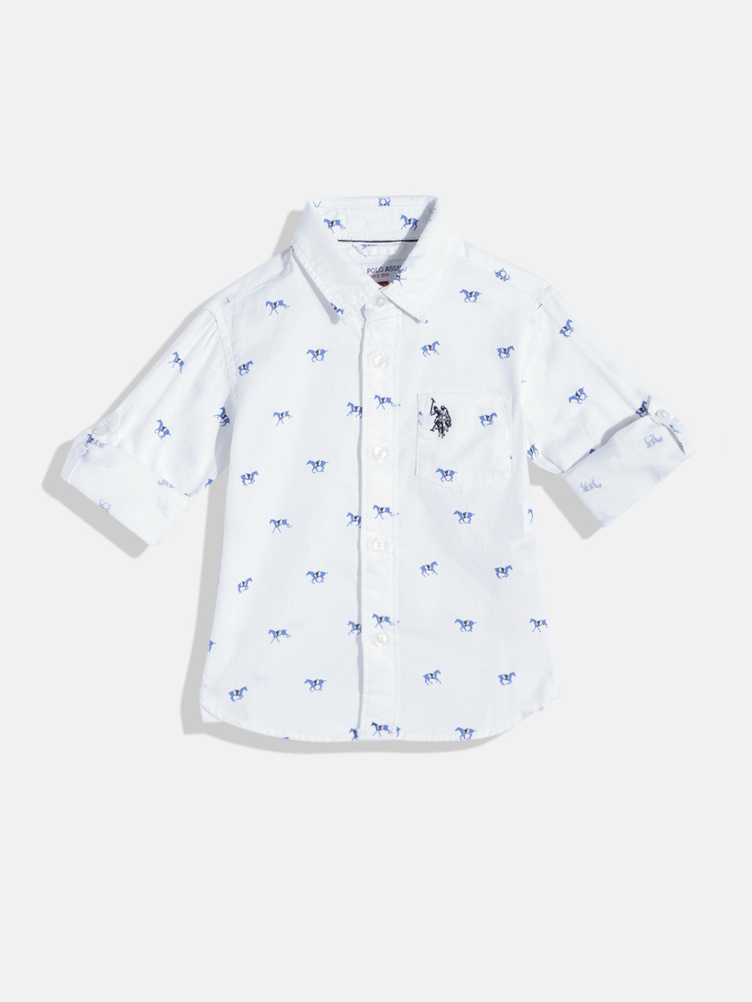 

U.S. Polo Assn. Kids Boys Printed Pure Cotton Casual Shirt, White