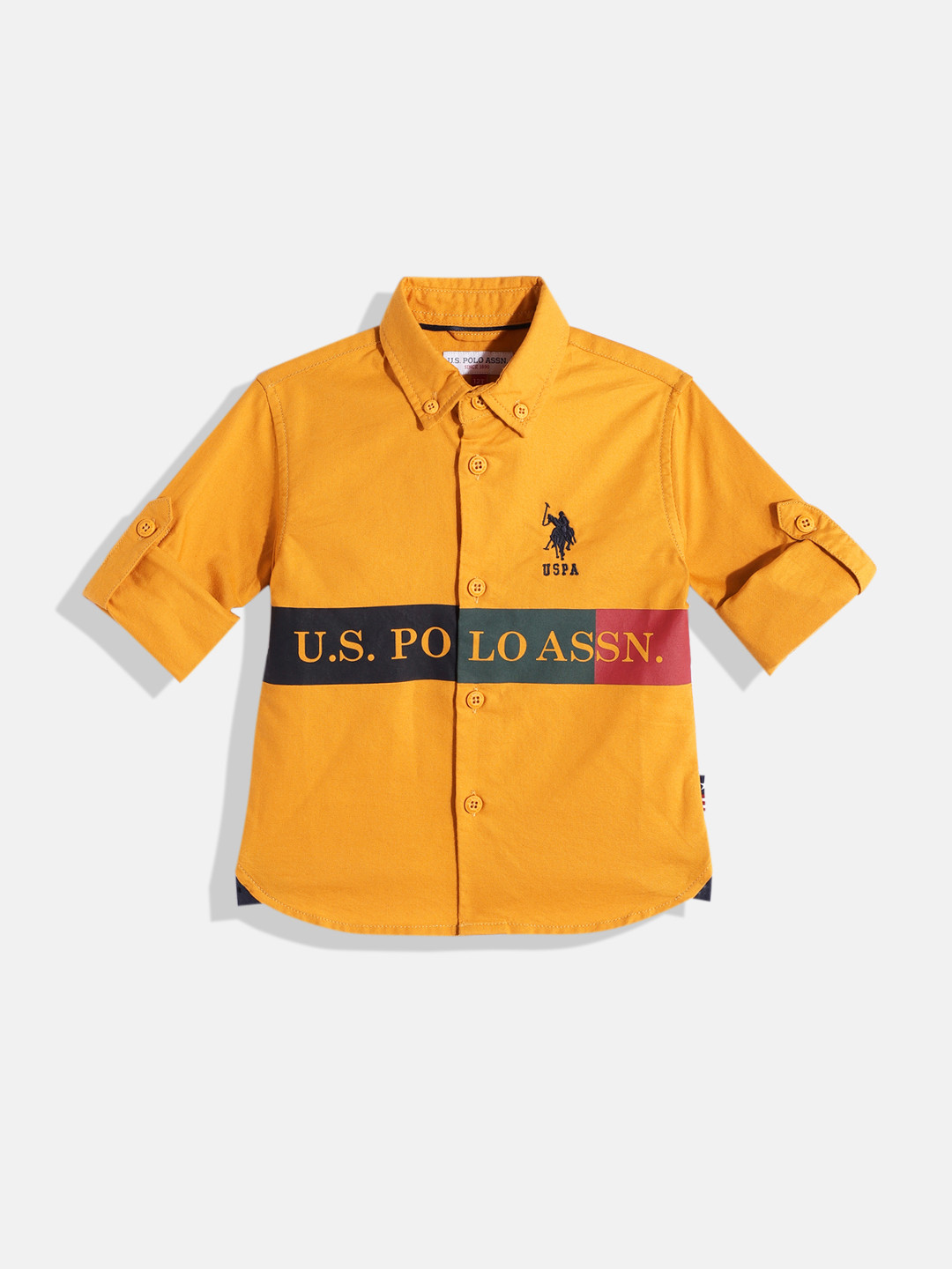 

U.S. Polo Assn. Kids Boys Printed Pure Cotton Casual Shirt, Yellow