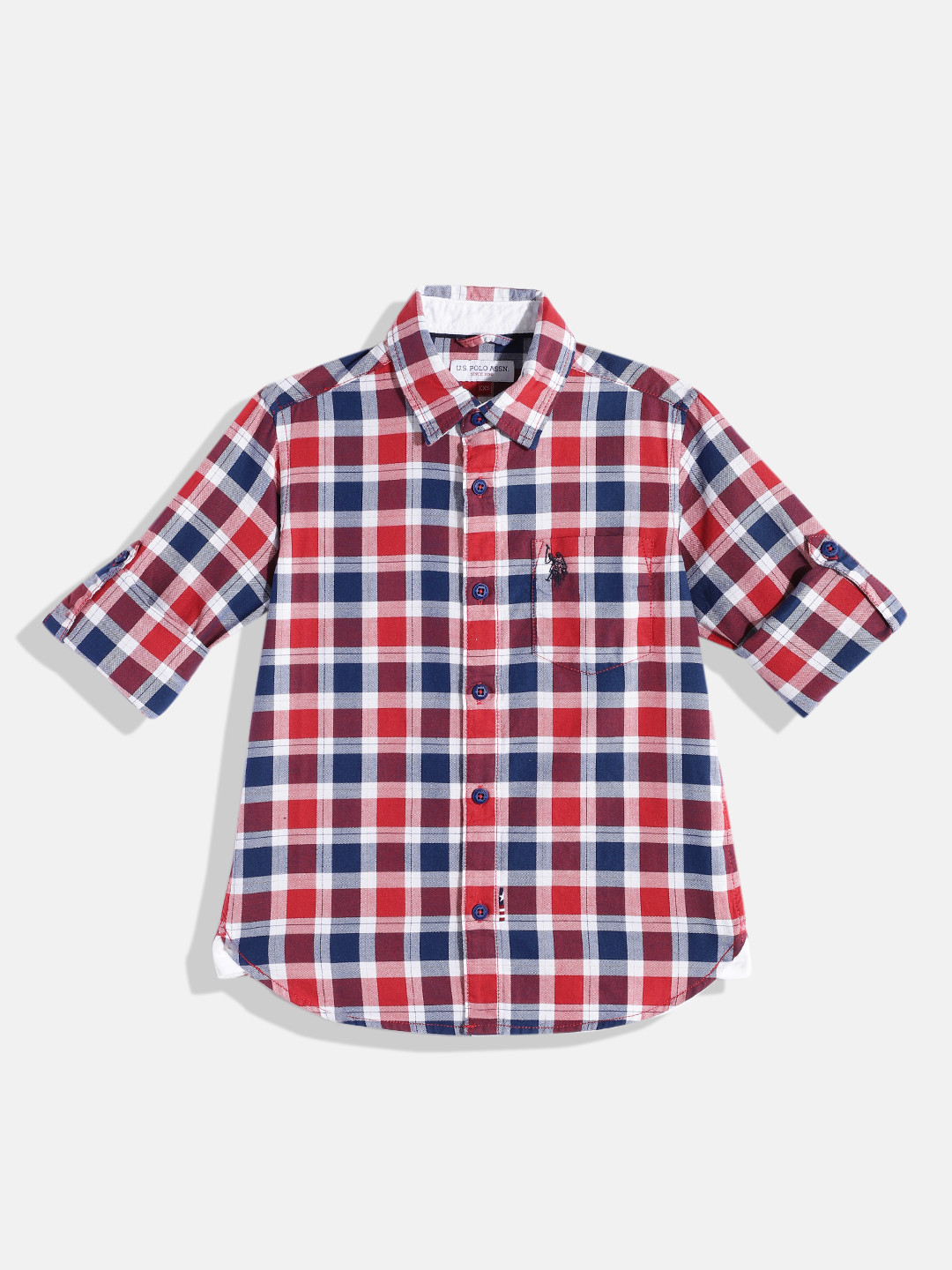 

U.S. Polo Assn. Kids Boys Red Tartan Checked Pure Cotton Casual Shirt