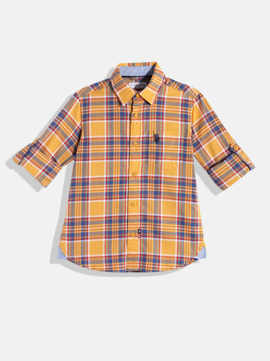 

U.S. Polo Assn. Kids Boys Yellow Tartan Checked Pure Cotton Casual Shirt