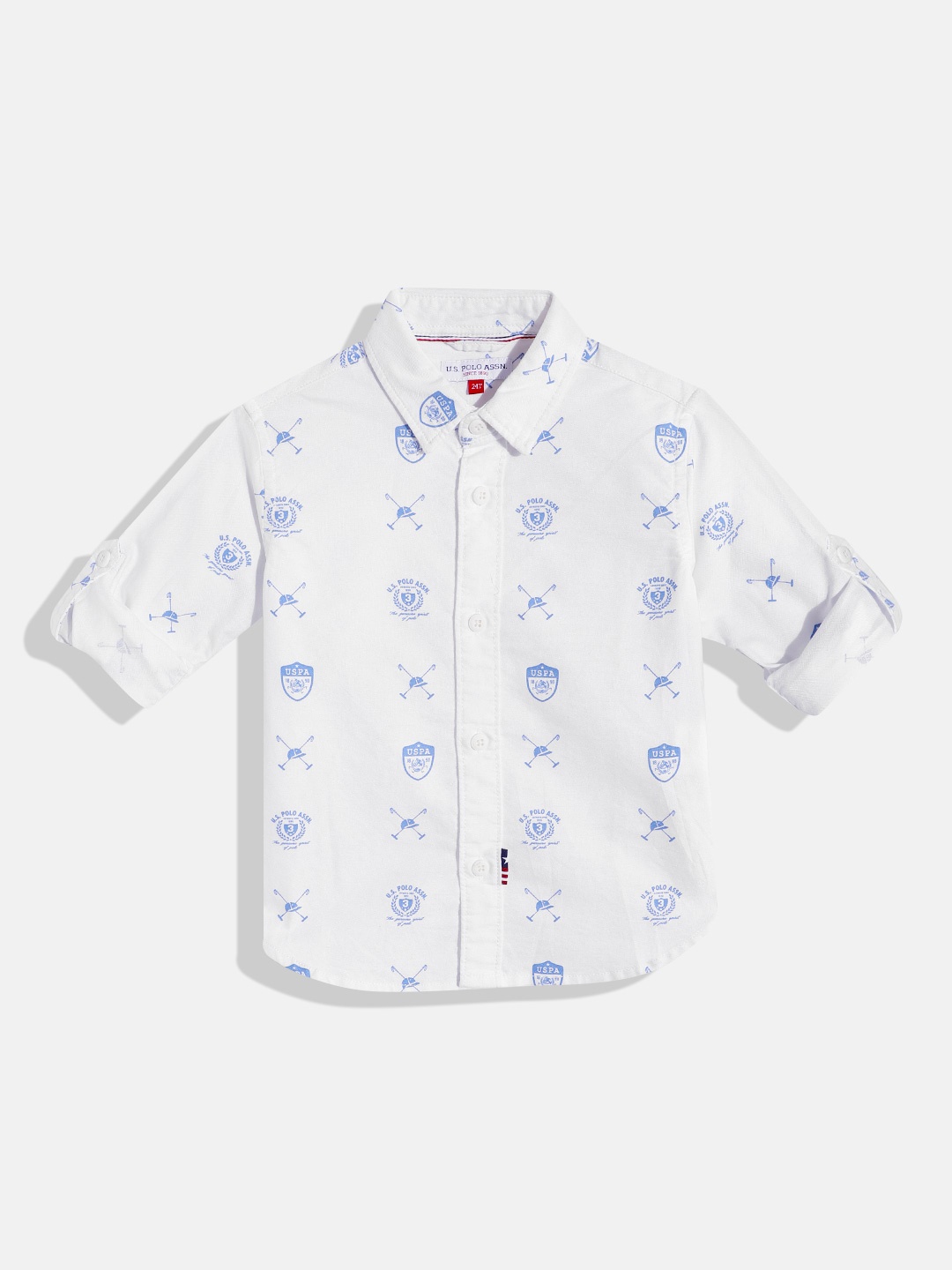 

U.S. Polo Assn. Kids Boys Conversational Printed Pure Cotton Regular Fit Casual Shirt, White