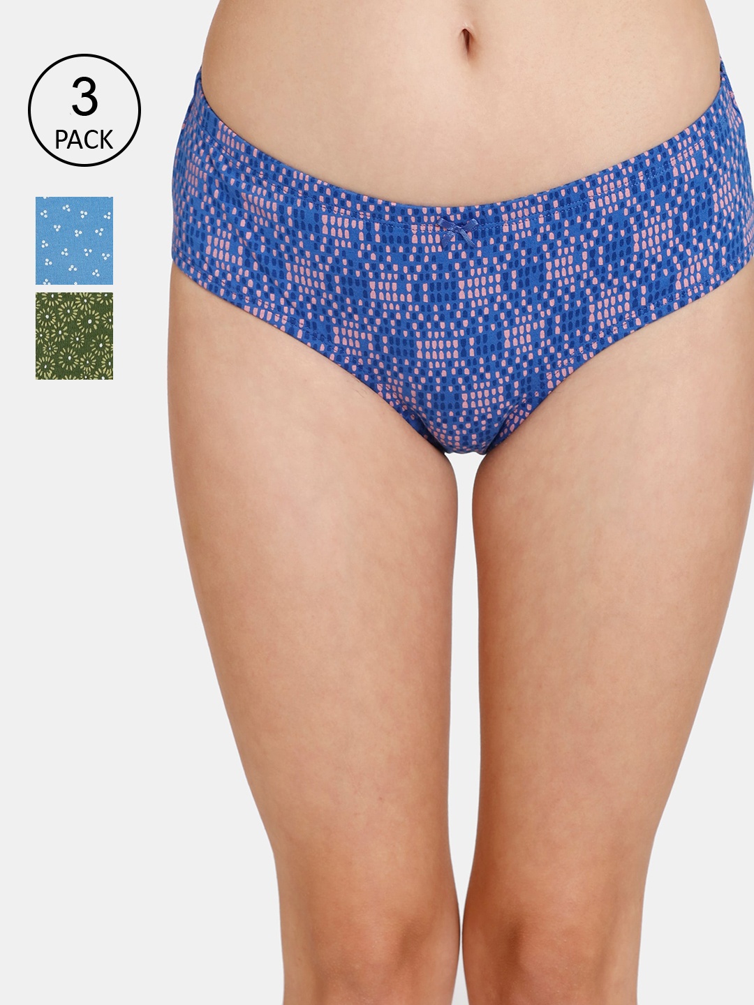Rosaline by Zivame Women Pack Of 3 Assorted Hipster Briefs, Multi