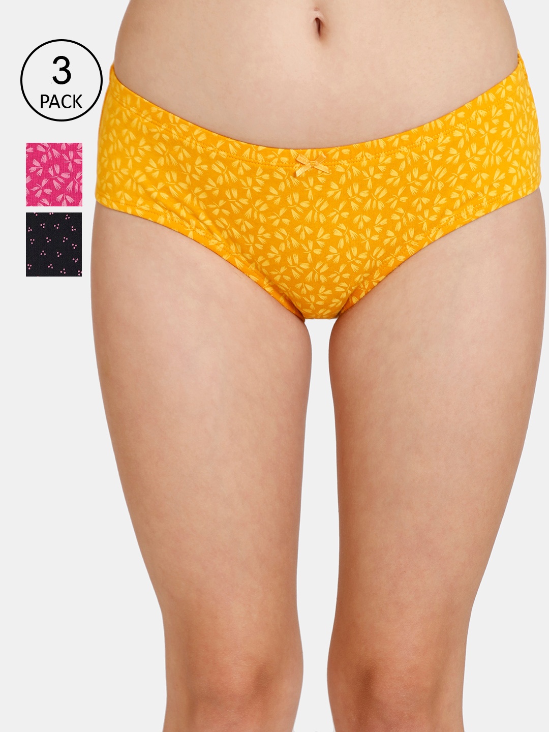 

Rosaline by Zivame Women Pack of 3 Printed Hipster Briefs, Yellow