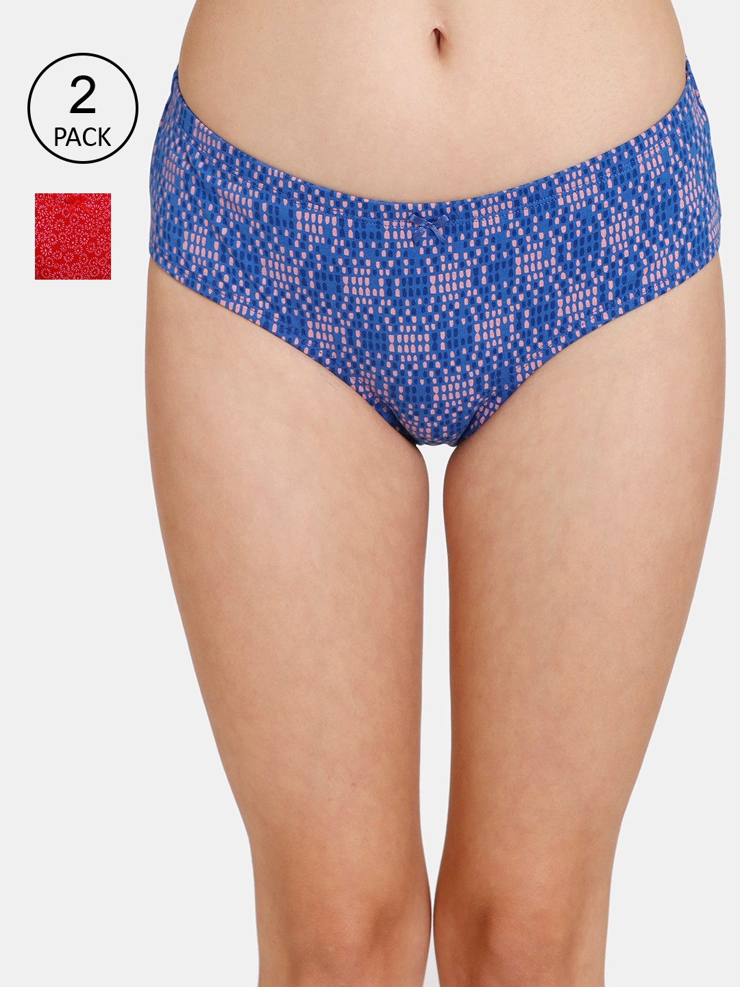 

Rosaline by Zivame Pack Of 2 Assorted Full Coverage Cotton Hipsters RO2052FASHZBLAK