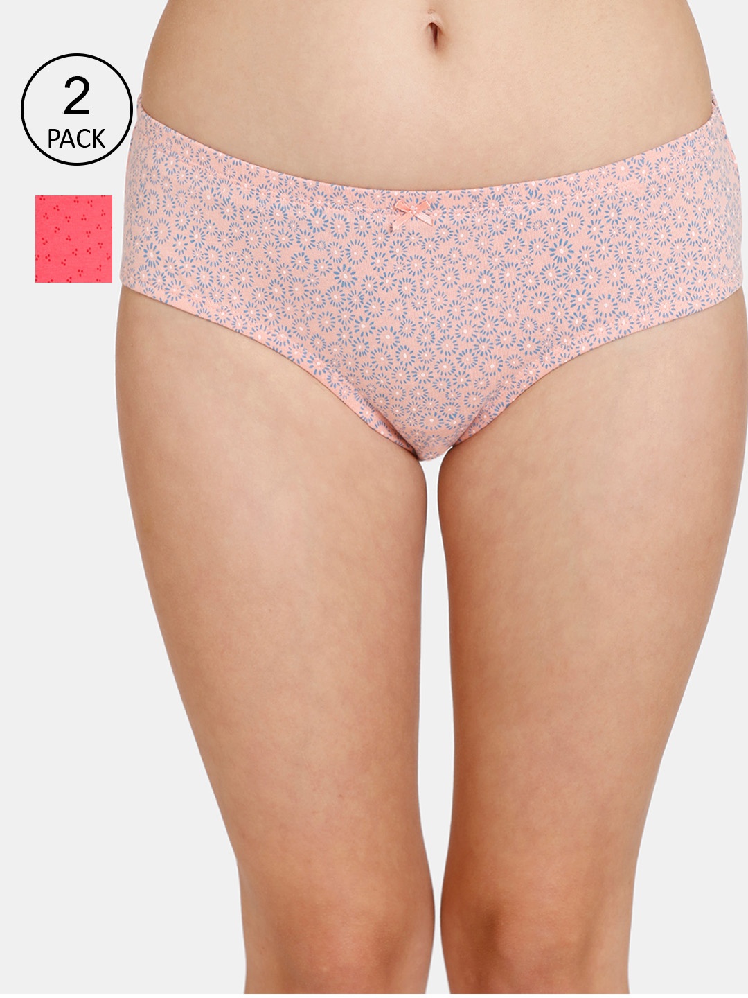 

Rosaline by Zivame Women Pack Of 2 Assorted Pure Cotton Hipster Briefs