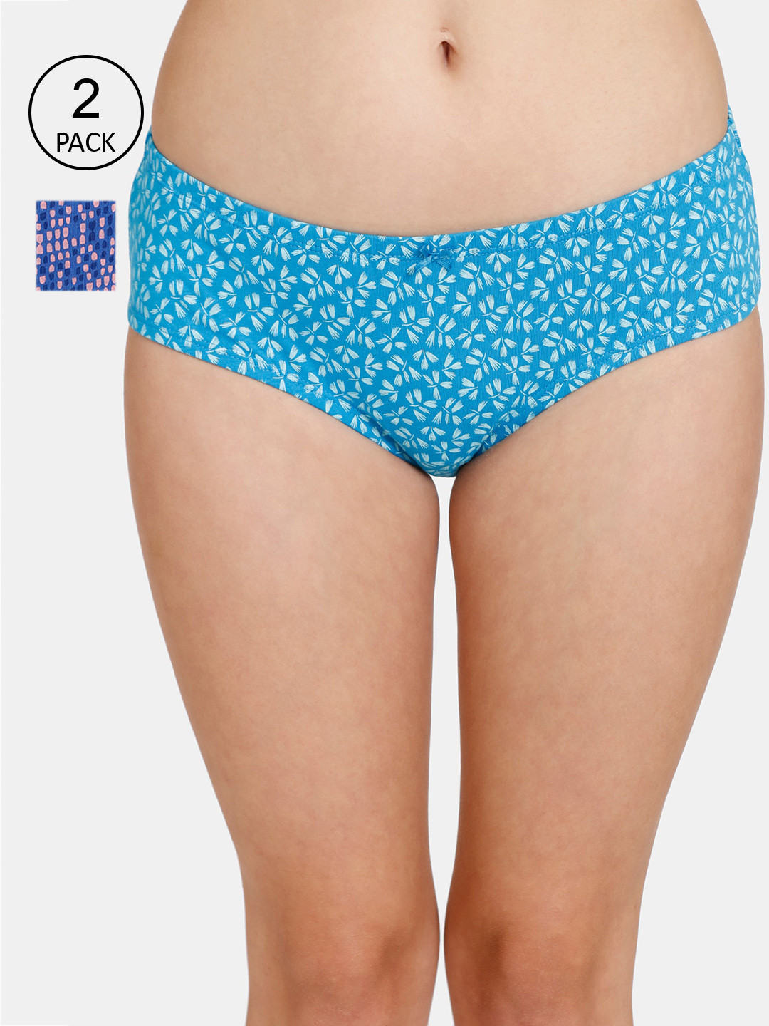 

Rosaline by Zivame Pack Of 2 Full Coverage Cotton Hipsters RO2047FASH0BLAK, Multi