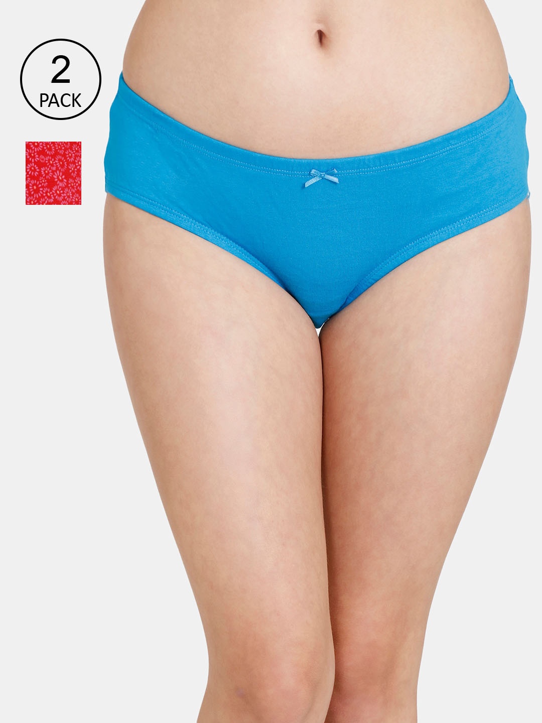 

Rosaline by Zivame Women Pack of 2 Blue & Pink Solid Cotton Hipster Briefs RO2046FASHHASTP