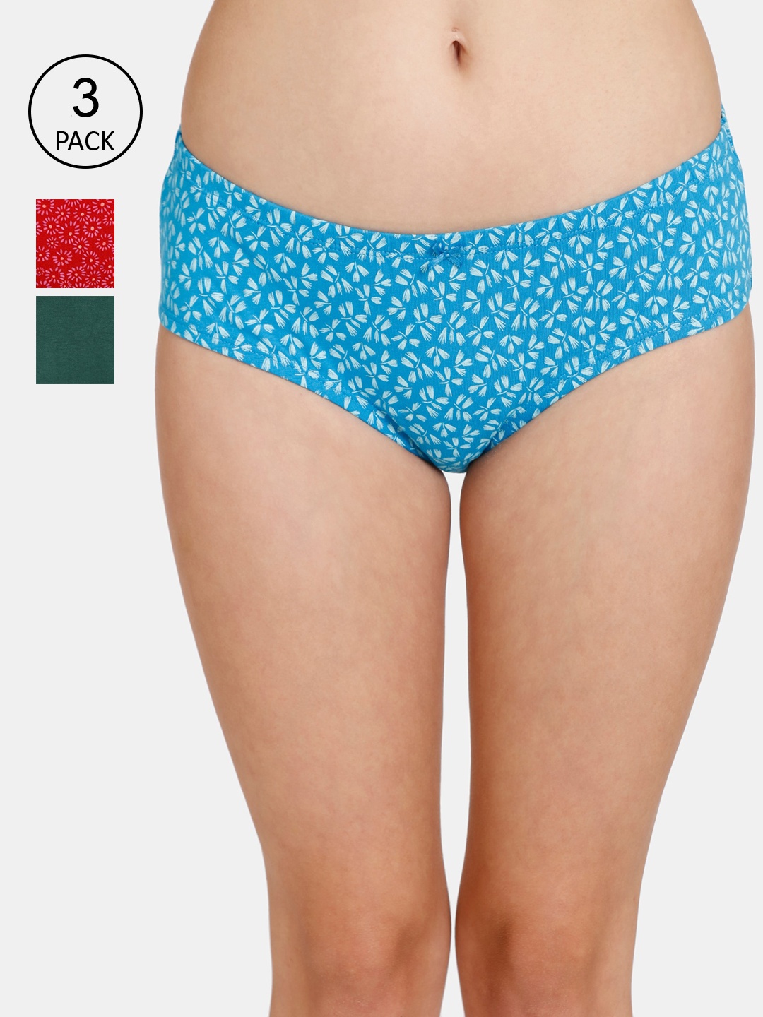 

Rosaline by Zivame Women Pack Of 3 Assorted Pure Cotton Low-Rise Hipster Briefs, Multi