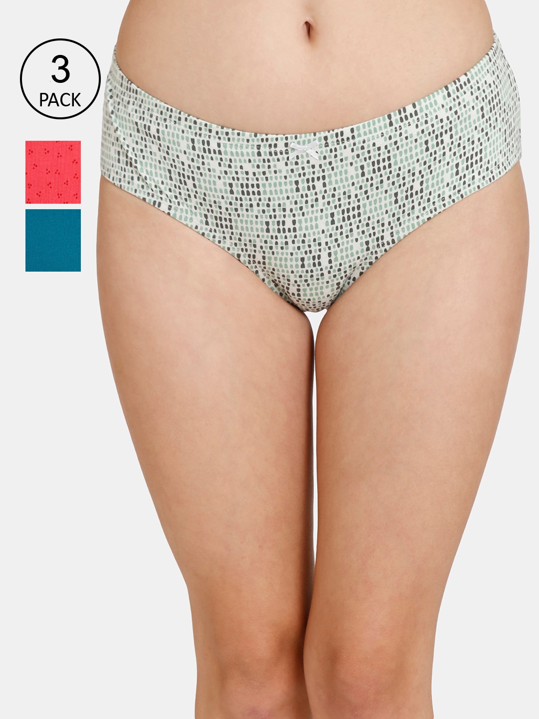 

Rosaline by Zivame Women Pack of 3 Assorted Pure Cotton Hipster Briefs